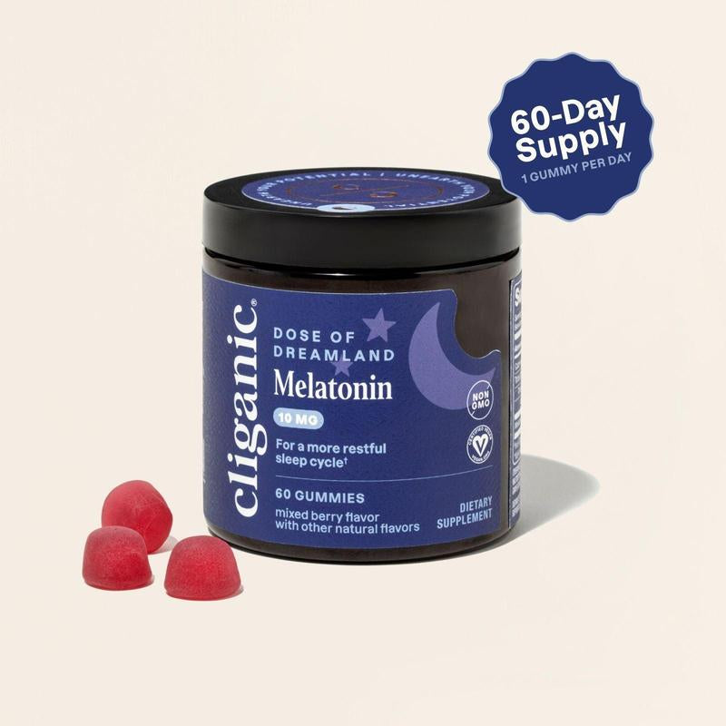 Cliganic Melatonin Gummies 10 MG - Mixed Berry Flavor Gummies for Restful Sleep Support - Third Party Tested Supplement Dietary Healthcare Fitness