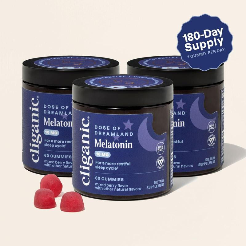 Cliganic Melatonin Gummies 10 MG - Mixed Berry Flavor Gummies for Restful Sleep Support - Third Party Tested Supplement Dietary Healthcare Fitness